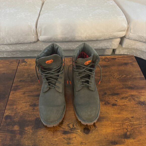 Timberland Boots Waterproof Dark Green Nubuck Used Size 10.5 - Picture 5 of 7